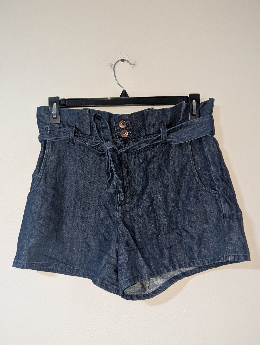 M Guess Dark Denim Paperbag Waist Shorts